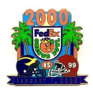 Michigan vs.Alabama 2000 FedEx Orange Bowl Pin RARE "NEW"